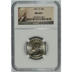 1951-D WASHINGTON QUARTER, NGC  MS-66+