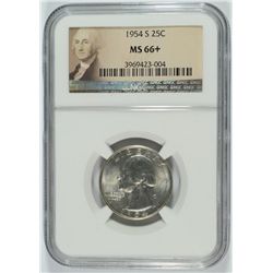 1954-S WASHINGTON QUARTER, NGC MS-66+