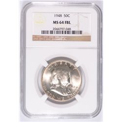 1948 FRANKLIN HALF DOLLAR, NGC MS-64 FBL