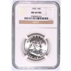 1955 FRANKLIN HALF DOLLAR, NGC MS-64 FBL