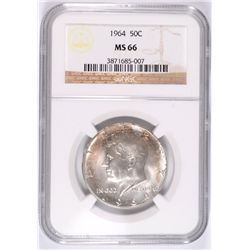 1964 KENNEDY HALF DOLLAR NGC MS-66