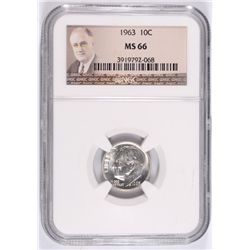 1963 ROOSEVELT DIME, NGC MS-66