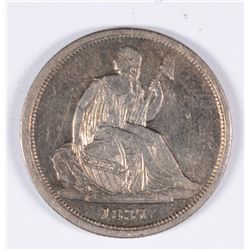 1837 NO STARS DIME, AU-55 ORIGINAL AND NICE