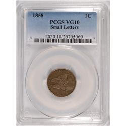 1858 SL FLYING EAGLE CENT PCGS VG-10