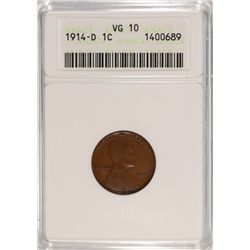 1914-D LINCOLN CENT ANACS VG-10