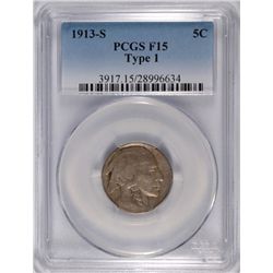 1913-S I BUFFALO NICKEL PCGS FINE-15