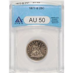 1877-S SEATED QUARTER ANACS AU-50