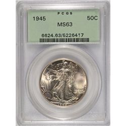 1945 WALKING LIBERTY HALF DOLLAR PCGS MS-63 OGH