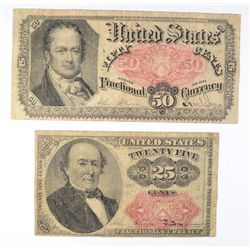 CIRCULATED FRACTIONAL NOTES: 1874 25-CENT & 1875 50-CENT