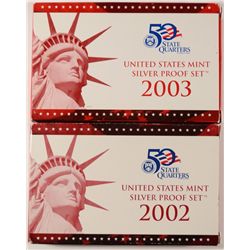 2002 AND 2003 SILVER PROOF SETS IN ORIGINAL PACKAGING