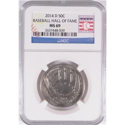 2014 U.S. MINT BASEBALL HALL OF FAME COMMEM. HALF DOLLAR, NGC MS-69!