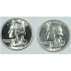 1949 AND 1949-D BU WASHINGTON QUARTERS  NICE WHITE COINS!