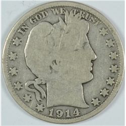 1914 BARBER QUARTER, VG