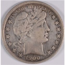 1900 BARBER HALF DOLLAR, XF/AU-45 ORIGINAL