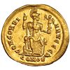 Image 2 : TEODOSIO II. Sólido. Constantinopla, A (402-403). Acuñada con Arcadio y Honorio. R/ Constantinopla s