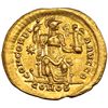 Image 2 : TEODOSIO II. Sólido. Constantinopla, Q (408-20). R/ Constantinópolis sentada de frente con cetro y g