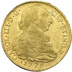 8 escudos. 1779. Popayán. SF. VI-1718. Pequeñas marcas. R.B.O. MBC+.