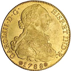 8 escudos. 1788. Sevilla. C. VI-1783. R.B.O. EBC-. Escasa.
