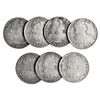 Image 1 : 7 monedas de 8 reales diferentes. México. 1800, 1801, 1802, 1803, 1804, 1806 y  1808. BC+/MBC.