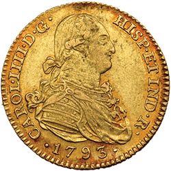 2 escudos. 1793. Madrid. MF. VI-1041. MBC+.