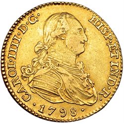 2 escudos. 1798. Madrid. MF. VI-1047. Pequeños golpecitos en el anv. MBC+.