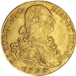 8 escudos. 1798. Nuevo Reino. JJ. VI-1356. Golpecito en el canto y pequeñas marcas. MBC.