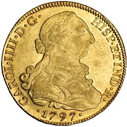 8 escudos. 1797. Santiago. DA. VI-1421. B.O. EBC-.