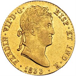 2 escudos. 1833. Madrid. AJ. VI-1356. Golpecito en la gráfila. R.B.O. EBC-.