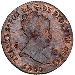 8 maravedís. 1850. Jubia. VI-81. Pequeñas marcas. B.O. EBC+/SC.
