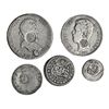 Image 1 : PORTUGAL. Lote de 5 monedas con resellos para Azores. Los resellos BC/MBC. Muy interesante.