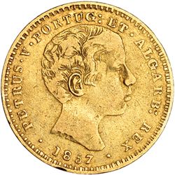 PORTUGAL. 2000 reis. 1857. Pedro V. GO-10.02. MBC-.