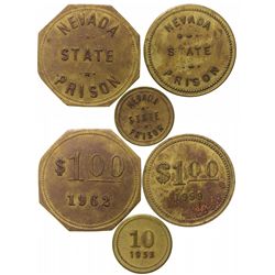 Three Nevada State Prison Tokens
