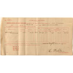 Memorandum of Gold Bullion, San Francisco Mint