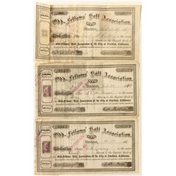 Odd Fellows Hall Association Stock Certificate Trio