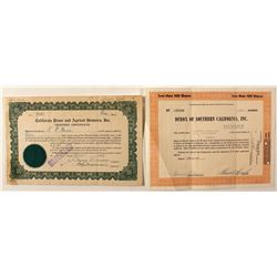 Pair of Southern California Stock Certificates