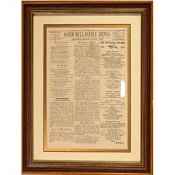 Gold Hill Daily News Framed Newspaper