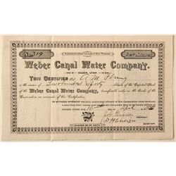 Weber Canal Water Company Stock Certificate