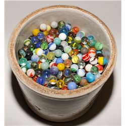 1,000 marbles in original pottery jug