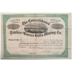 Consolidated Yankee and Breece HillÍs Mining Company Stock Certificate