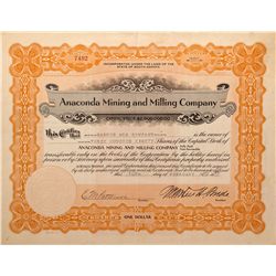 Anaconda Mining and Milling Company Stock Certificate