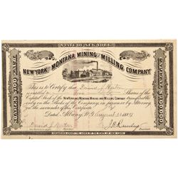 New York and Montana Mining and Milling Company Stock Certificate *Territorial*