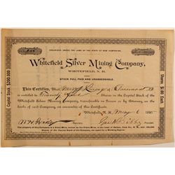 Whitefield Silver Mining Company Stock Certificate