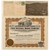 Image 1 : National Mining Stock Certificate and Postcard