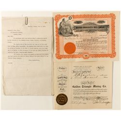 Rosebud Mining Stock Certificates and Correspondence