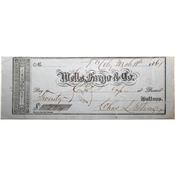 Very Early Rare Virginia City Check, 1861