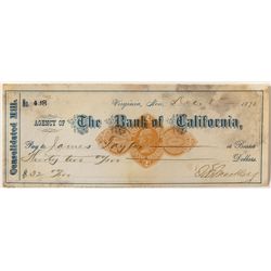 Virginia City Check w/ Mackay signature