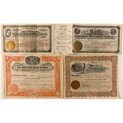 Four Rare Nevada Mining Stock Certificates
