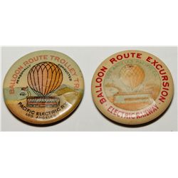 Pacific Electric Railway Balloon Route Excursion Trolley Trip Advertising Pins Group 2