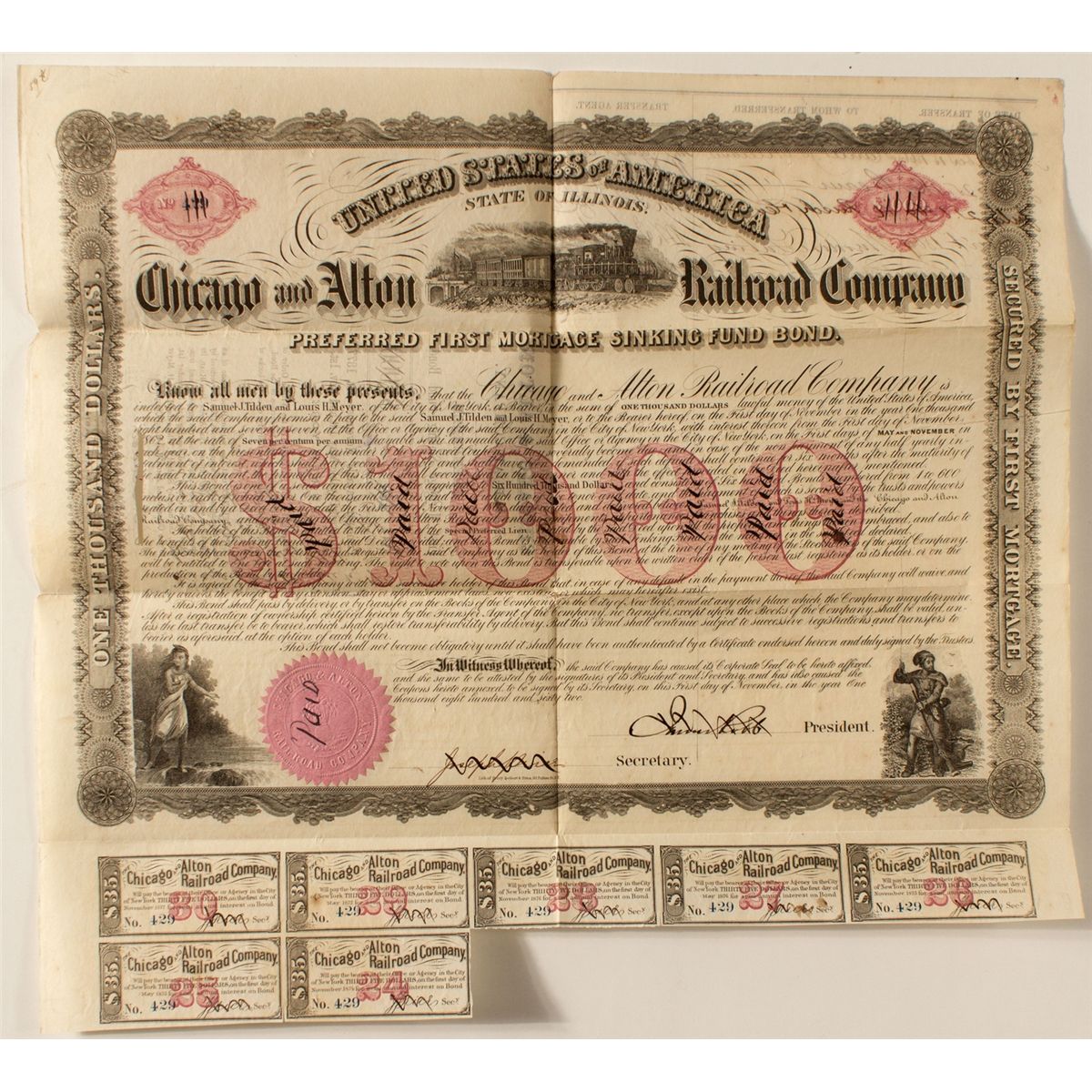 Chicago And Alton Railroad Company First Mortgage Sinking Fund Bond