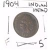Image 1 : 1904 INDIAN HEAD PENNY RED BOOK VALUE $5.00+ *NICE EARLY FINE GRADE*!! PENNY CAME OUT OF SAFE!!